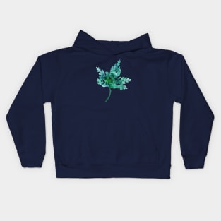 Leaf in emerald green Kids Hoodie